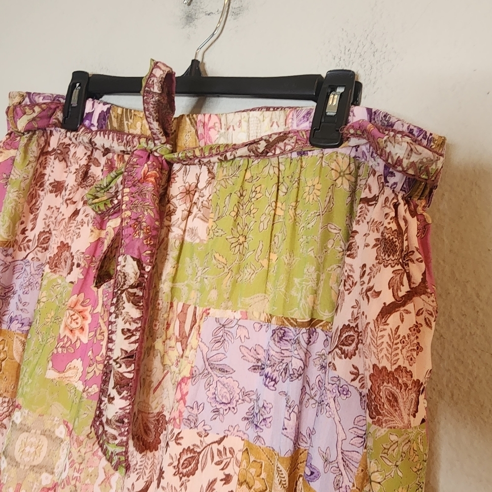 Johnny Was River Tiered Maxi Skirt Pull On Belted Silk Cotton Size XL - Picture 8 of 13